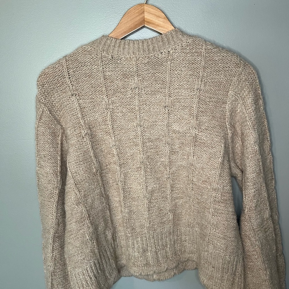 New In Rose Crochet Button Cabled Soft Beige Cardigan - Picture 8 of 11
